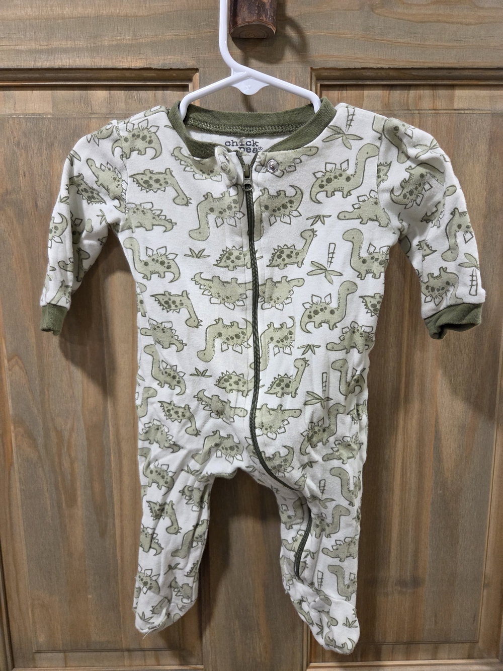 **BUNDLE & SAVE** chick pea Olive Green Dinosaur Print Footed One-Piece